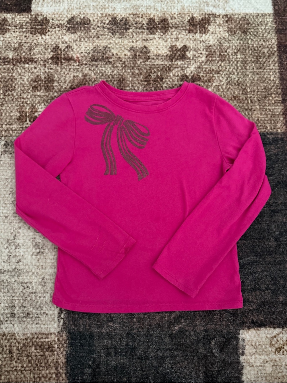 wonder nation Bright Pink Long-Sleeve Tee with Bow Graphic